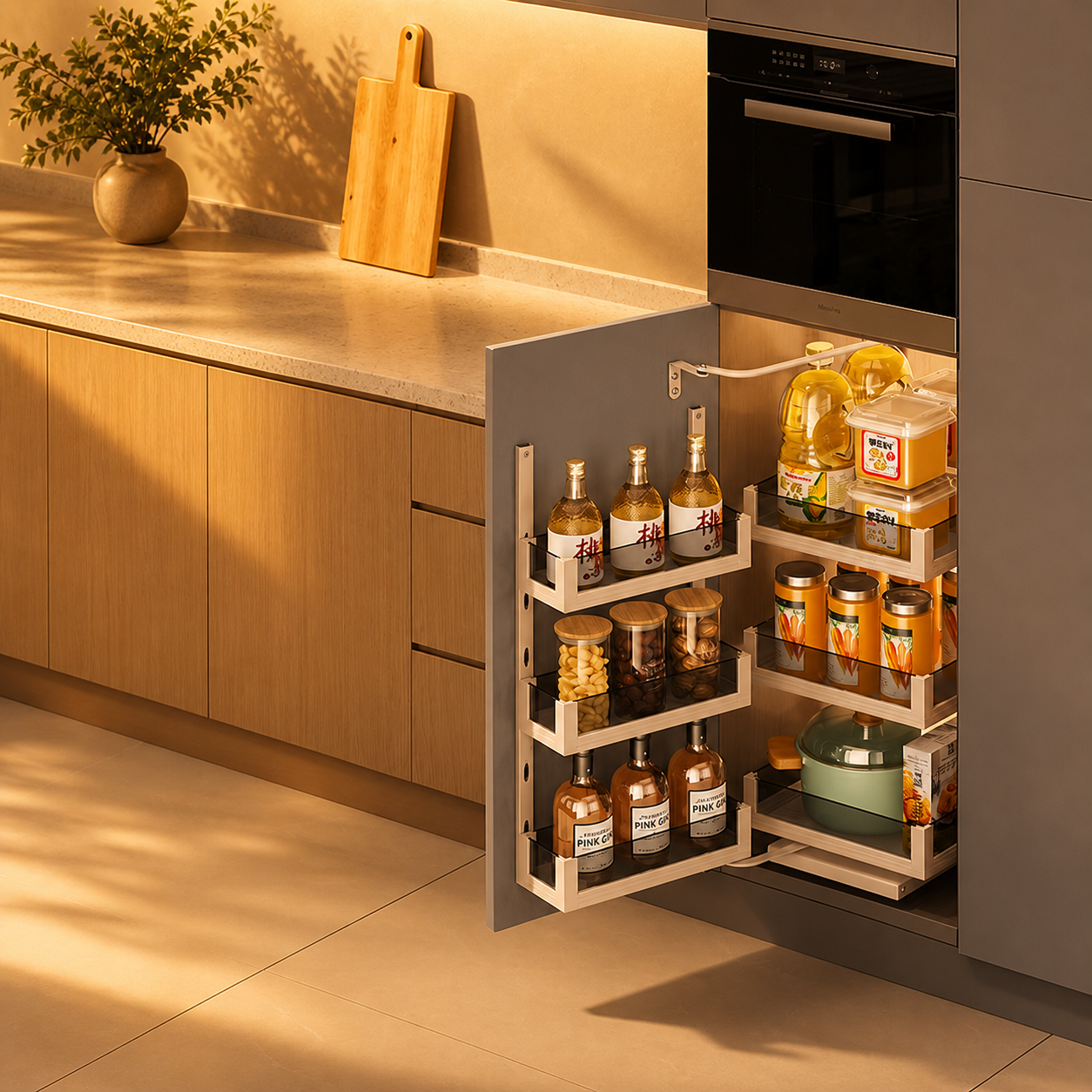 Glass Pantry Unit D300-W400 3layer White